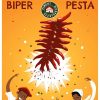 Emblème basque: le piment d'Espelette mis en scène. Affiche Clavé